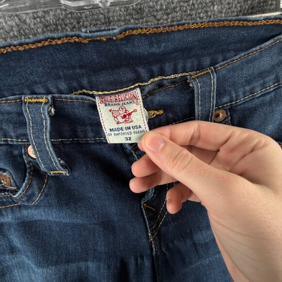 True Religion Jeans 32 (30x29) Casey USA Made Skinny Straight Stretch Blue Denim - Picture 13 of 16